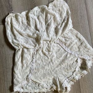 Free people strapless white lace romper